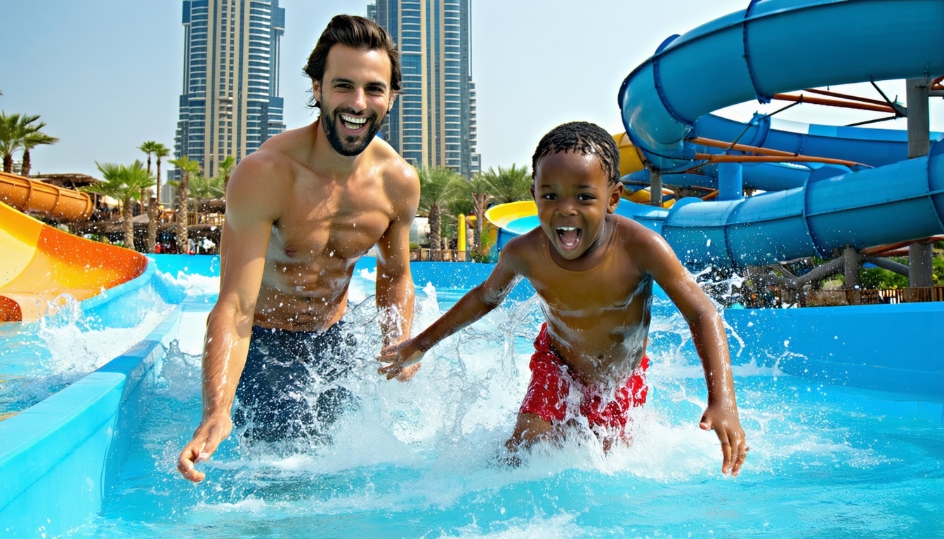 Family Enjoying Facilities at Aquaventure World Dubai